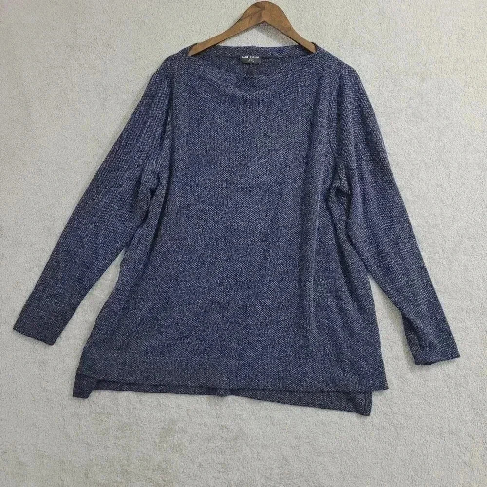 Lane Bryant Womens Long Sleeve Sweater Top 18/20 Blue Polyester & Rayon  5PT